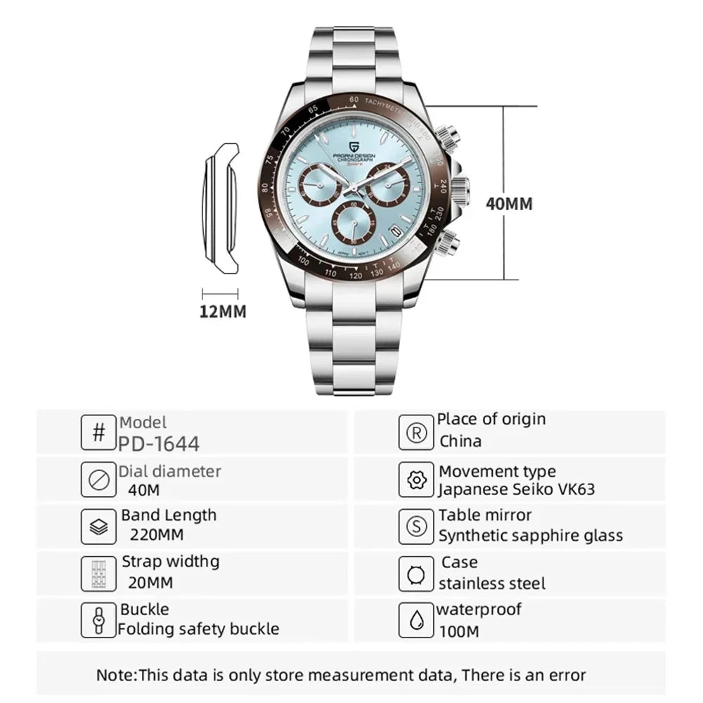 2026 New PAGANI Design Top Brand Men's Sports Quartz Watches Sapphire Stainless Steel Waterproof Chronograph Luxury Reloj Hombre