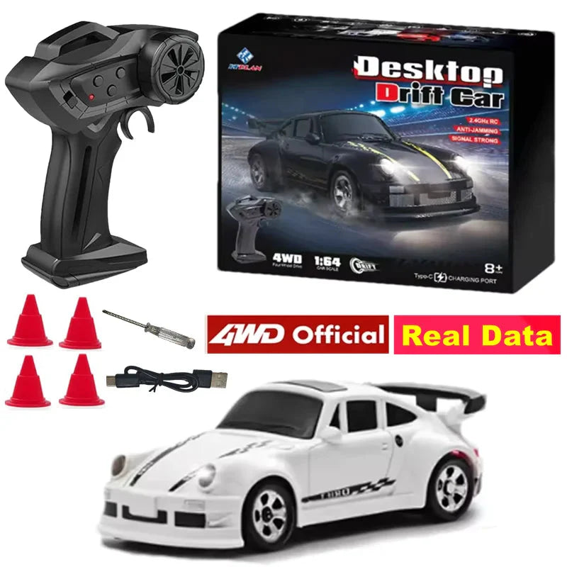 4WD RC Drift Racing Car - 1/43 Mini High-Speed Electric Car with Gyroscope, Realistic Lights, Remote Control Toy for Kids & Adults