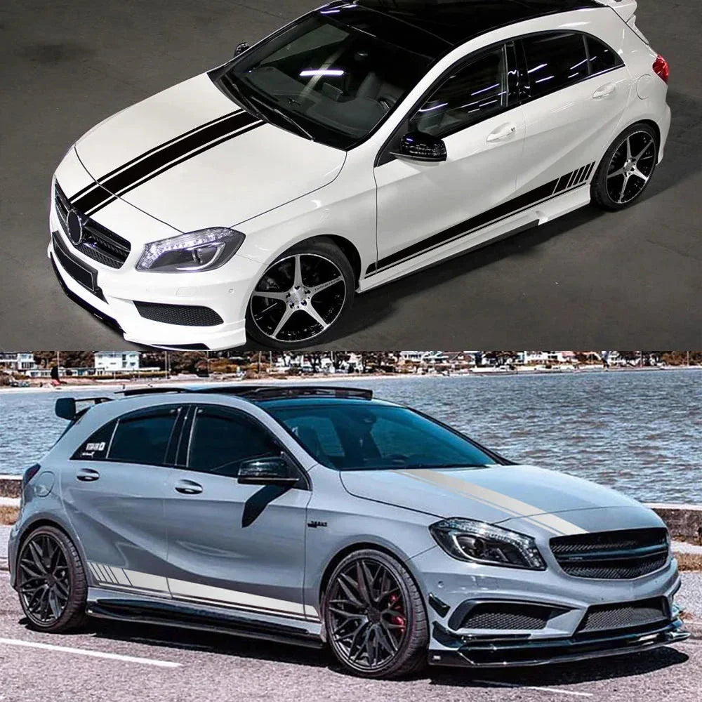 Universal Car Vinyl Bonnet Decal – Hood Racing Stripe Sticker for Audi, BMW, Mercedes, Toyota, VW, and More | Auto Tuning Accessories