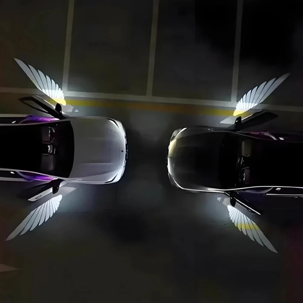 2PCS Car Angel Wings Welcome Light – LED Door Projector Lamp for Universal Car Models