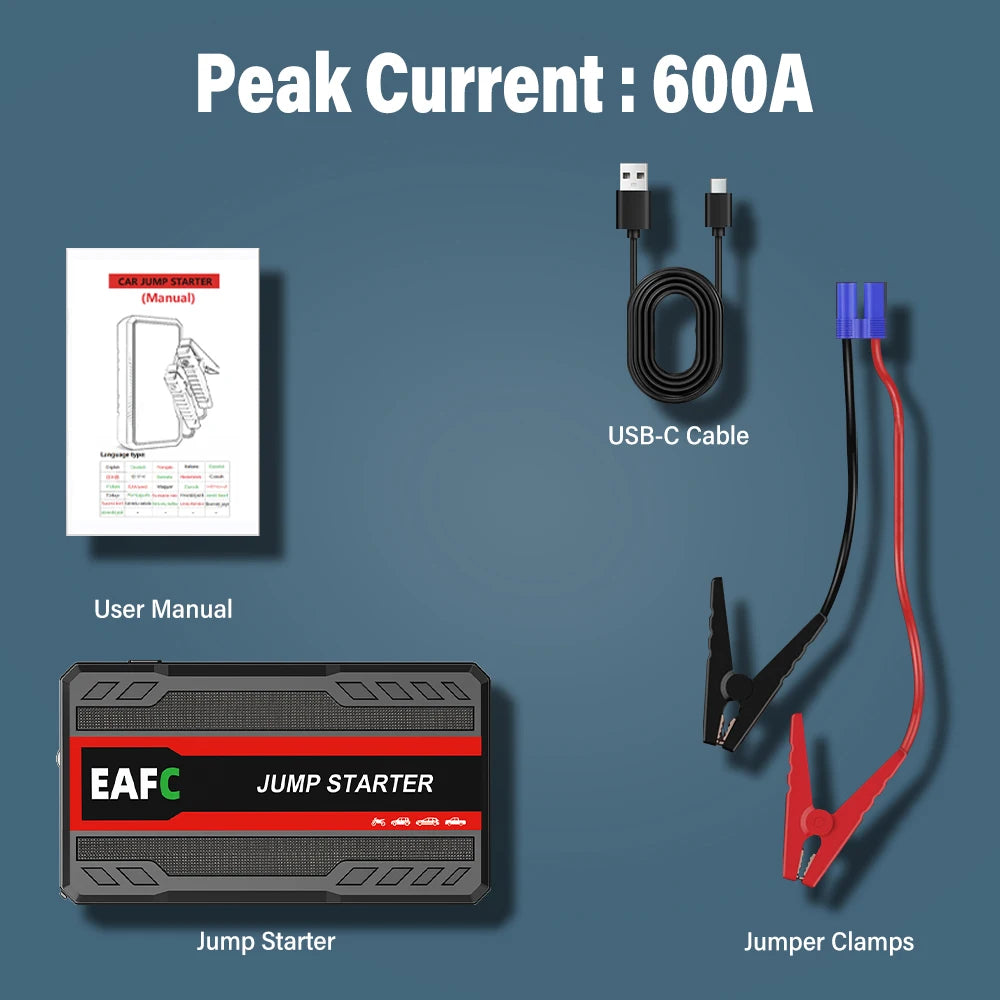 EAFC Upgrade 2000A/1000A Car Jump start LED Display Car Battery Booster Portable Car Booster start equipment for Petrol Vehicle