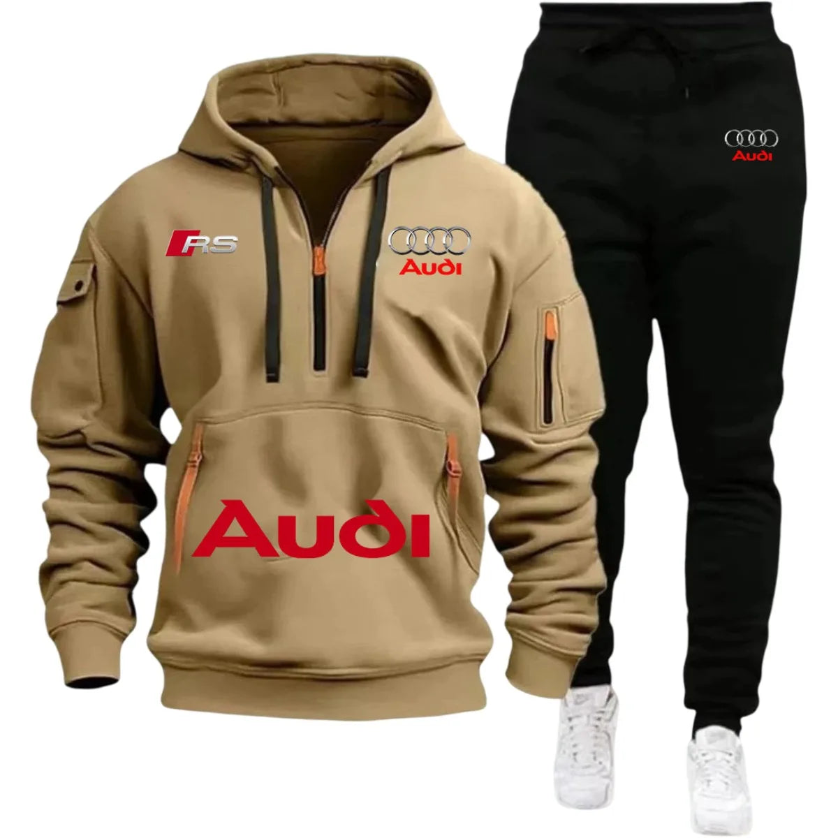 2026 Audi Warm Hoodie Pullover Jacket & Two-Piece Casual Sport Pants Set Insulated Outdoor Fashion Summer/Winter Style Clothing
