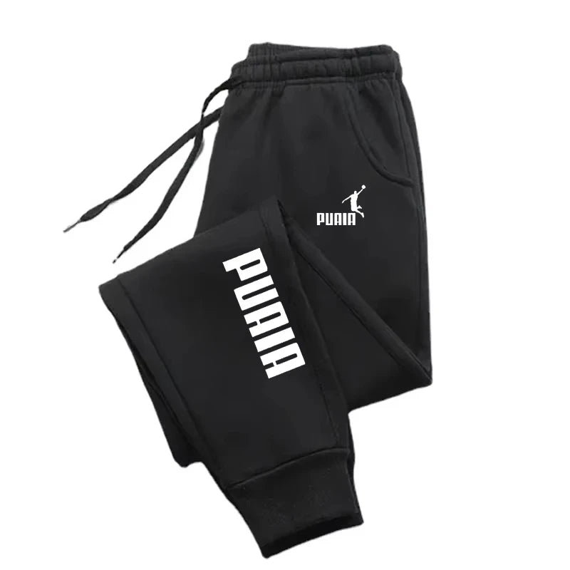 2025 Soft Loose PUAIA Print Solid Color Versatile Daily Outdoor Running Fitness Breathable Casual Comfortable Men‘s Sports Pants