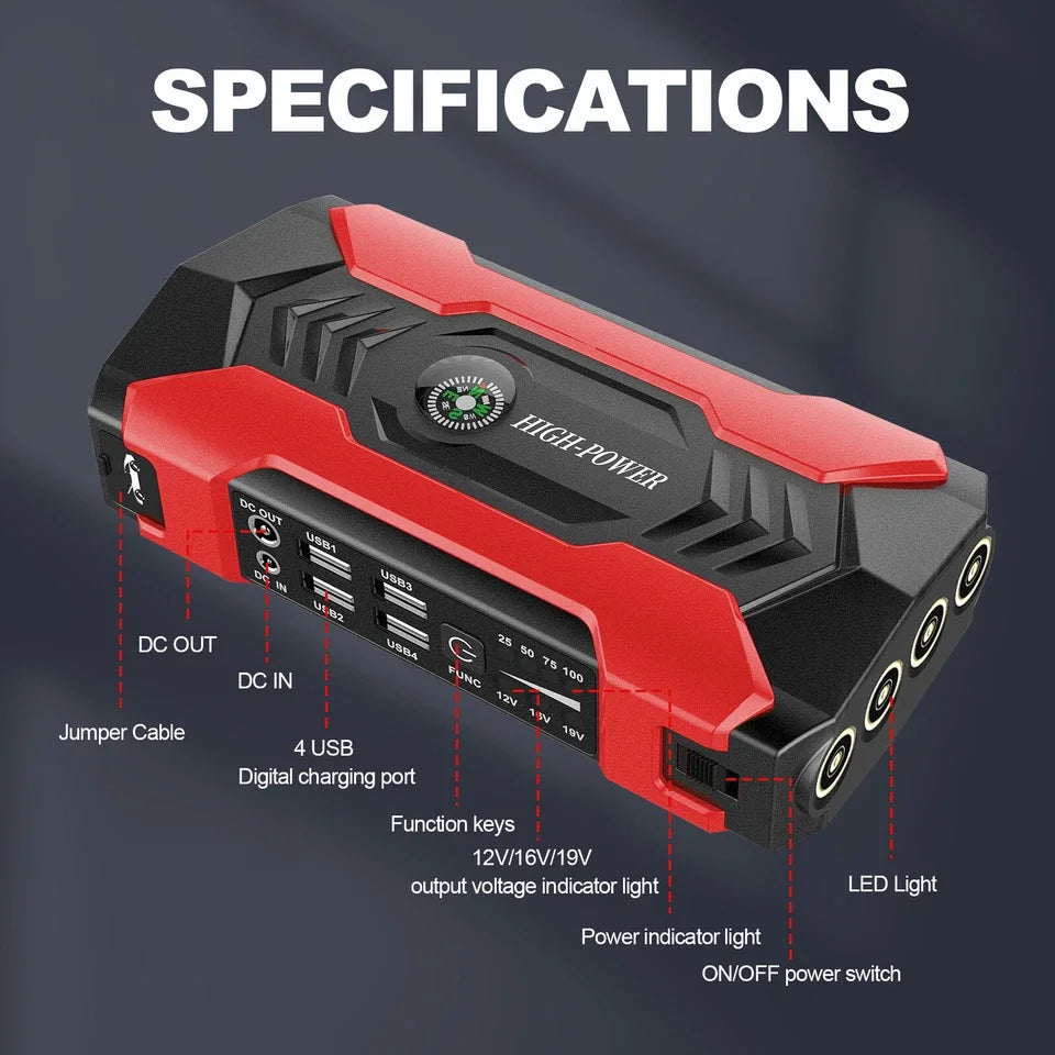 Car Jump Starter 28000 Battery Charger Emergency Power Bank Booster for 12V Gasoline and Diesel Vehicles Starting