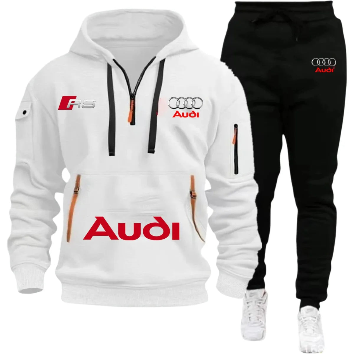 2026 Audi Warm Hoodie Pullover Jacket & Two-Piece Casual Sport Pants Set Insulated Outdoor Fashion Summer/Winter Style Clothing
