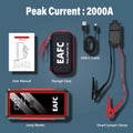 EAFC Upgrade 2000A/1000A Car Jump start LED Display Car Battery Booster Portable Car Booster start equipment for Petrol Vehicle