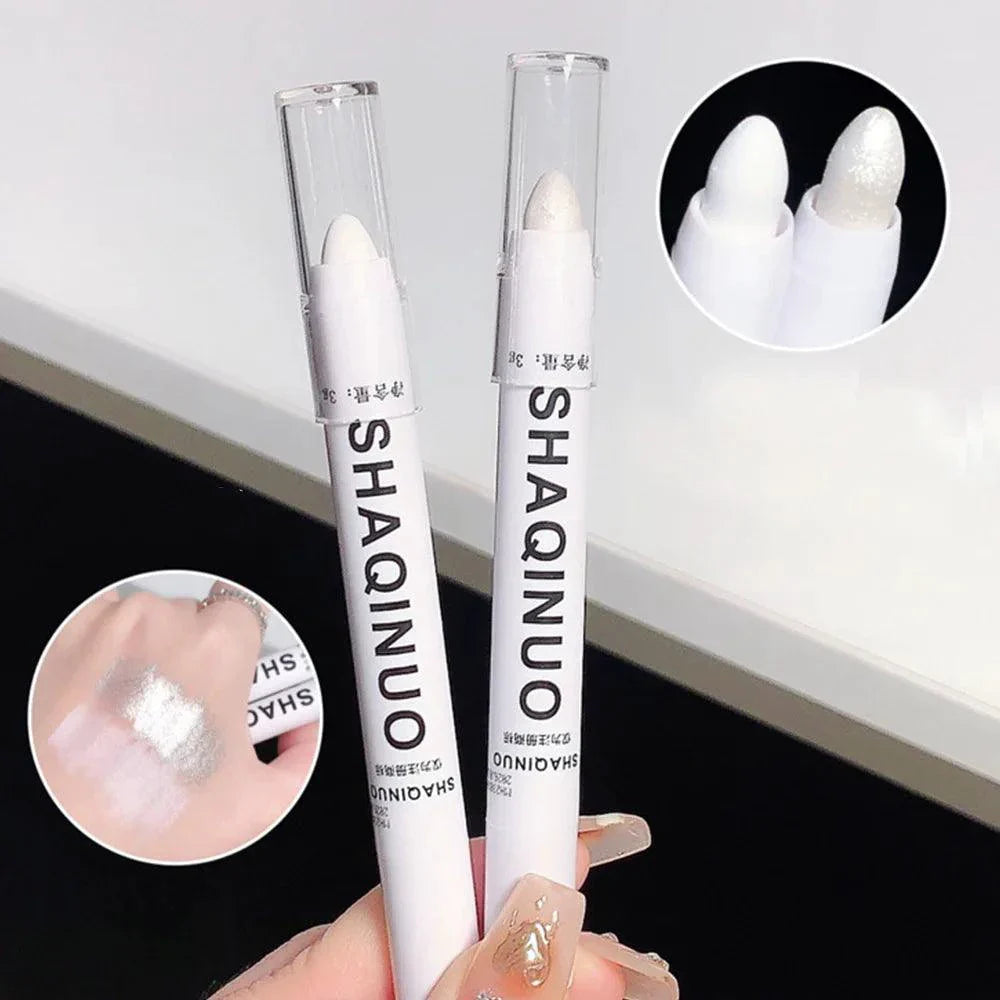 Matte Eyeshadow Stick White Eyeliner Shimmer Silver Highlighter Pen Cream Formula