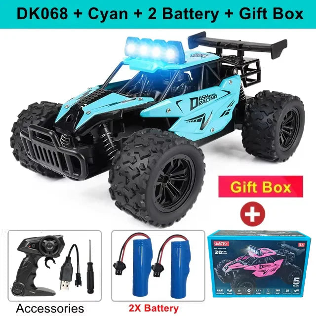 1:16 RC Drift Racing Car - High-Speed Off-Road Alloy Truck with LED Lights, 20KM/H, 2.4G Radio Control for Kids & Adults