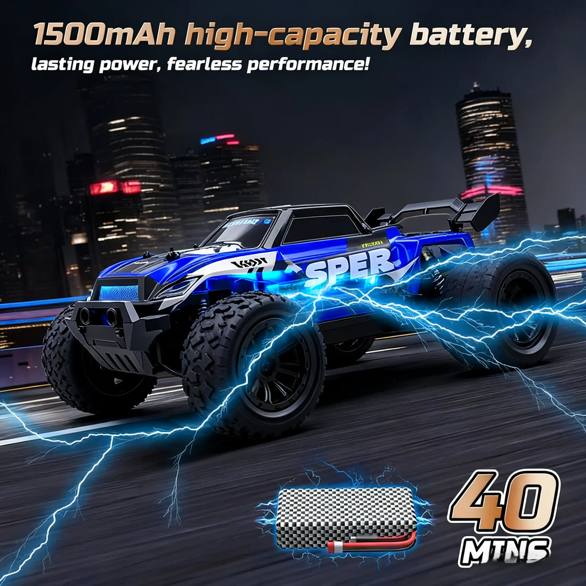 2.4GHz four-wheel drive all-terrain remote control truck toy, large all-terrain tires with LED lights, remote control off-road v