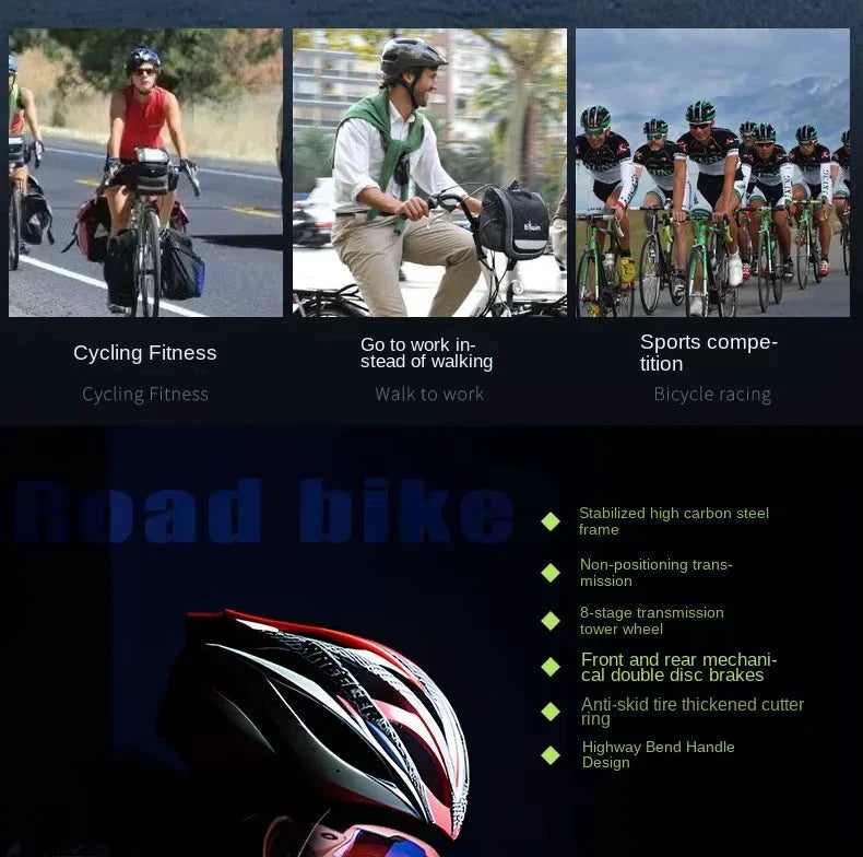 2025 New Road Bike 7/24 Speed Corner Handle Road Racing Bicycle Dual Disc Brake Lightweight Outdoor bicicleta Adult Teenagers