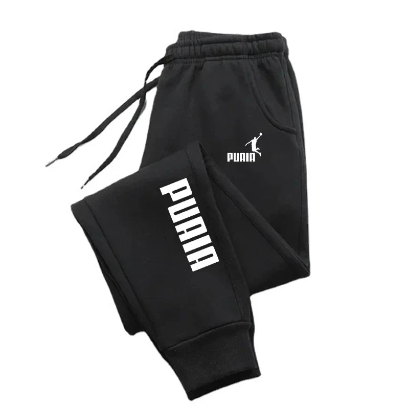 2025 Soft Loose PUAIA Print Solid Color Versatile Daily Outdoor Running Fitness Breathable Casual Comfortable Men‘s Sports Pants