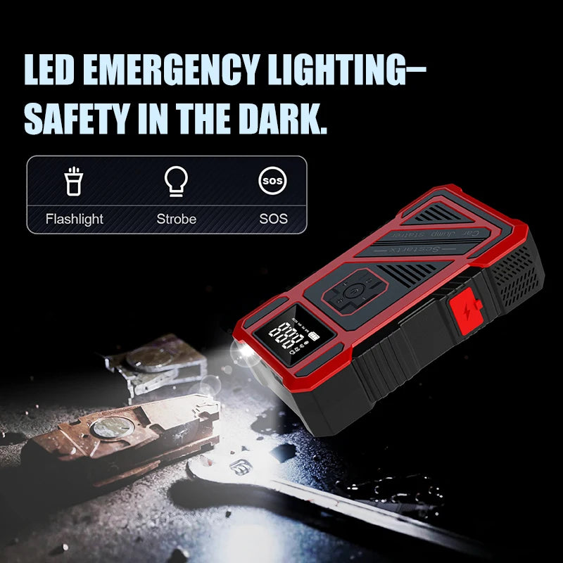 Portable 150PSI air pump, emergency car jump starter, power bank, LED lighting, air compressor,car starter suitable for all cars
