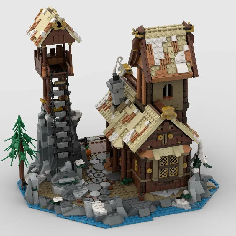 1837PCS MOC Medieval Street View Houses Building Blocks Set Retro Village Model Desktop Decoration DIY Toys Gift For Kids Adults