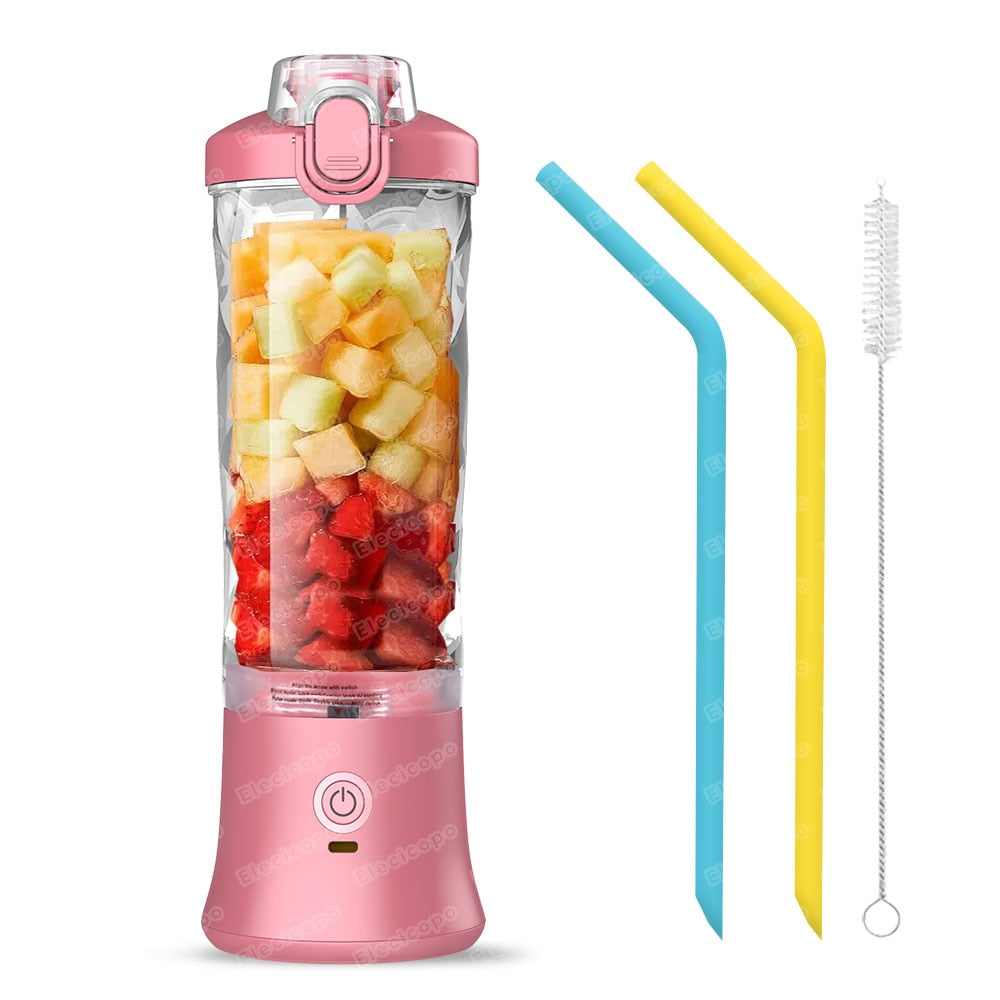 Multifunctional Portable Electric Juicer: 600ML Fruit Mixers Blender with 4000mAh USB Rechargeable Smoothie Mini Blender Machine
