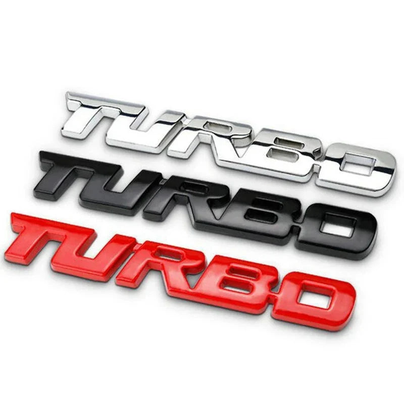 3D Turbocharged Metal Alloy Car Sticker – Universal Car Modification Badge & Decorative Emblem