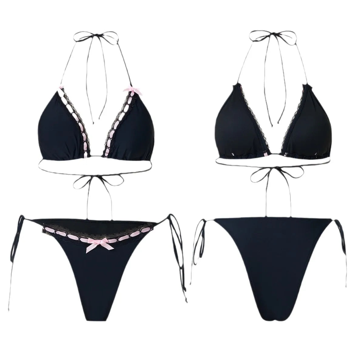 Lace Trim Tie Bow Bikini
