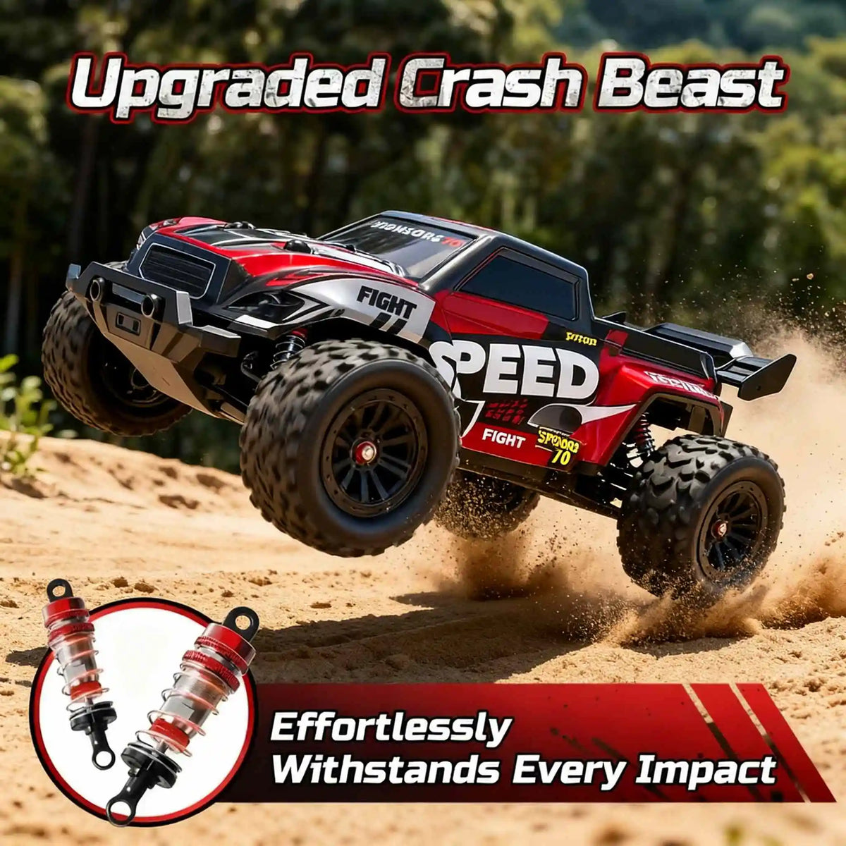 2.4GHz four-wheel drive all-terrain remote control truck toy, large all-terrain tires with LED lights, remote control off-road v