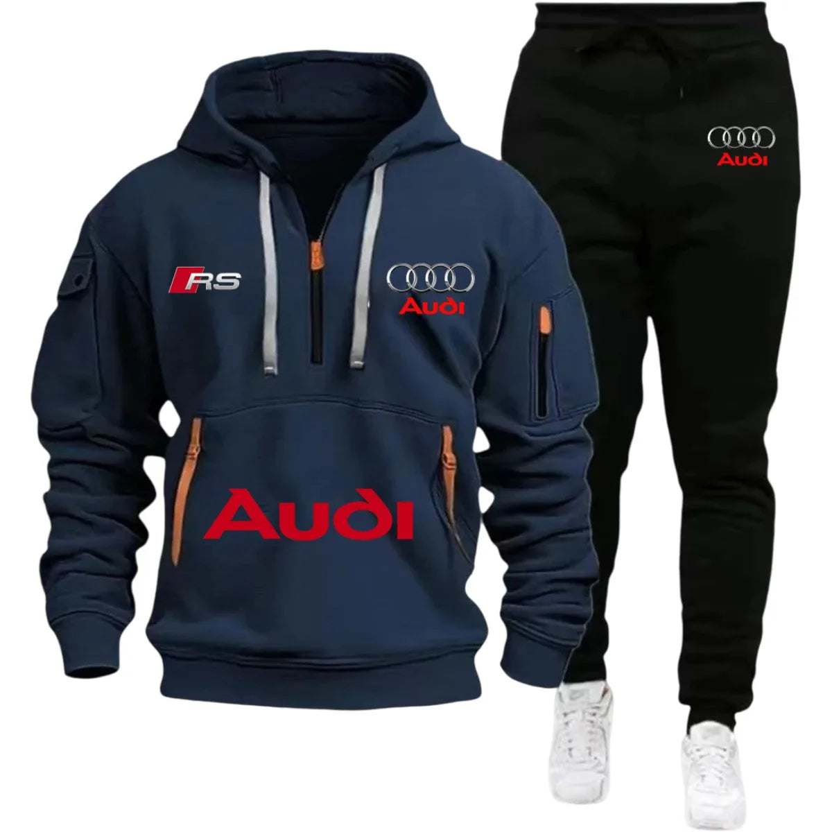2026 Audi Warm Hoodie Pullover Jacket & Two-Piece Casual Sport Pants Set Insulated Outdoor Fashion Summer/Winter Style Clothing