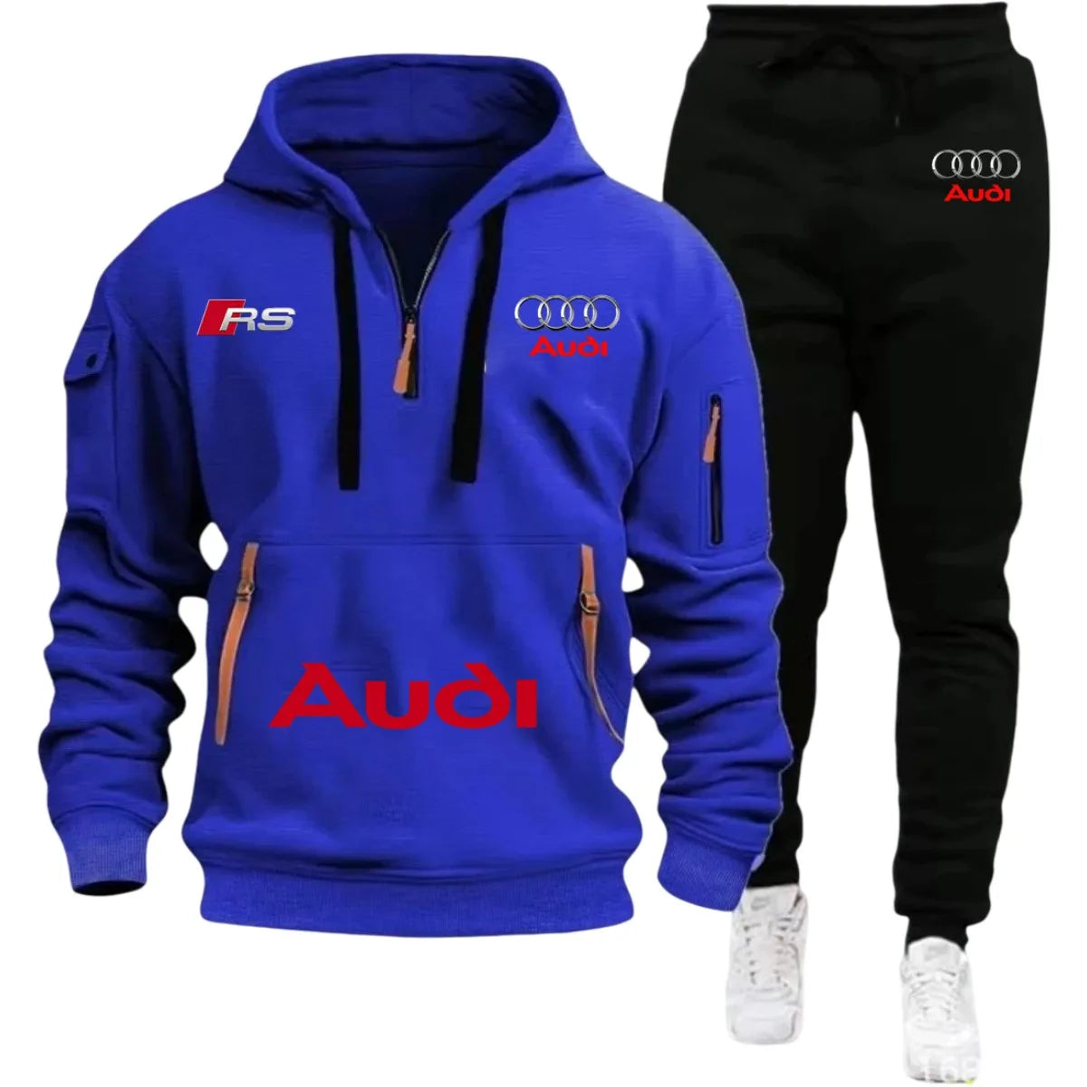 2026 Audi Warm Hoodie Pullover Jacket & Two-Piece Casual Sport Pants Set Insulated Outdoor Fashion Summer/Winter Style Clothing