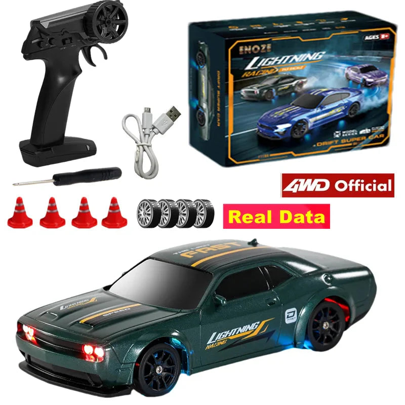 4WD RC Drift Racing Car - 1/43 Mini High-Speed Electric Car with Gyroscope, Realistic Lights, Remote Control Toy for Kids & Adults