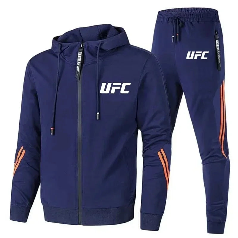 2026 new UFC collection of casual sportswear for men, featuring loose pants and an UFC-style jacket, suitable for outdoor cyclin