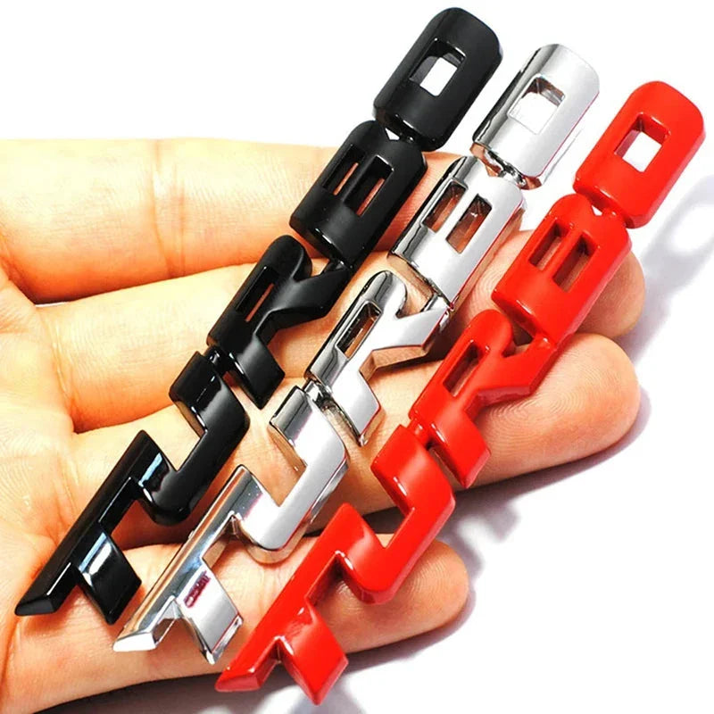 3D Turbocharged Metal Alloy Car Sticker – Universal Car Modification Badge & Decorative Emblem