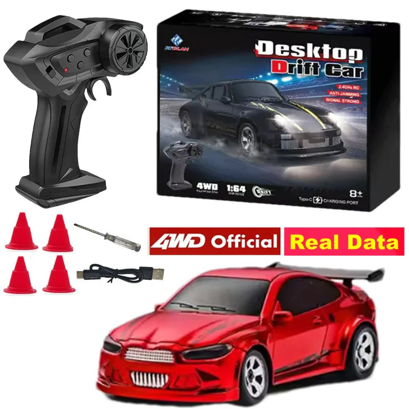 4WD RC Drift Racing Car - 1/43 Mini High-Speed Electric Car with Gyroscope, Realistic Lights, Remote Control Toy for Kids & Adults