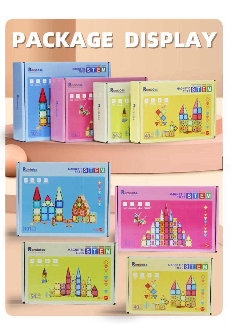 1Set Magnetic Designer Construction Set Model & Building Toy DIY Magnetic Blocks Tiles Montessori Educational Toys For Kids Gift