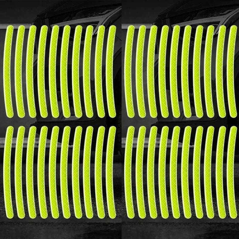 Car Wheel Hub Reflective Stripes Stickers – Night Safety Tire Rim Decals, Waterproof Warning Tape for Vehicle Decoration