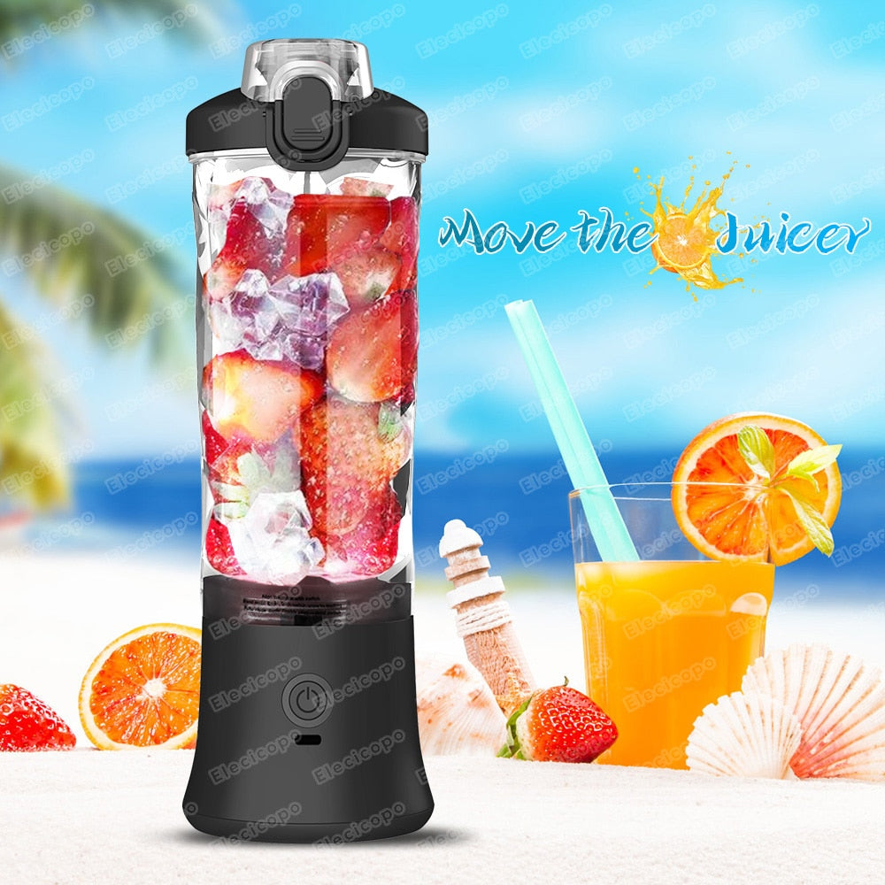 Multifunctional Portable Electric Juicer: 600ML Fruit Mixers Blender with 4000mAh USB Rechargeable Smoothie Mini Blender Machine