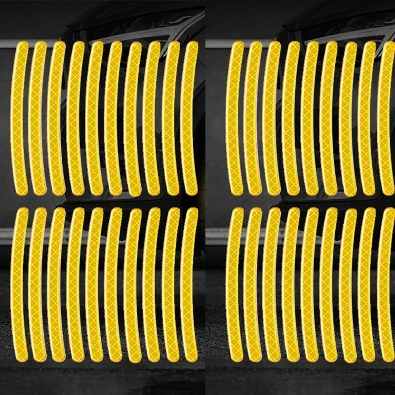 Car Wheel Hub Reflective Stripes Stickers – Night Safety Tire Rim Decals, Waterproof Warning Tape for Vehicle Decoration