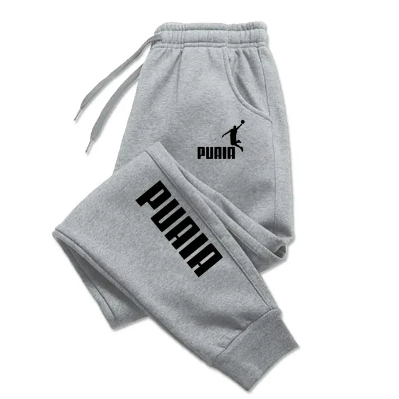 2025 Soft Loose PUAIA Print Solid Color Versatile Daily Outdoor Running Fitness Breathable Casual Comfortable Men‘s Sports Pants