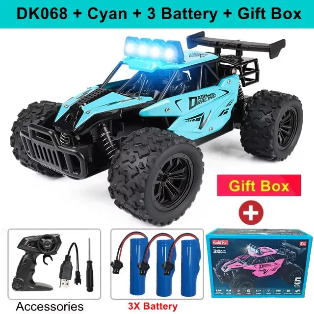 1:16 RC Drift Racing Car - High-Speed Off-Road Alloy Truck with LED Lights, 20KM/H, 2.4G Radio Control for Kids & Adults