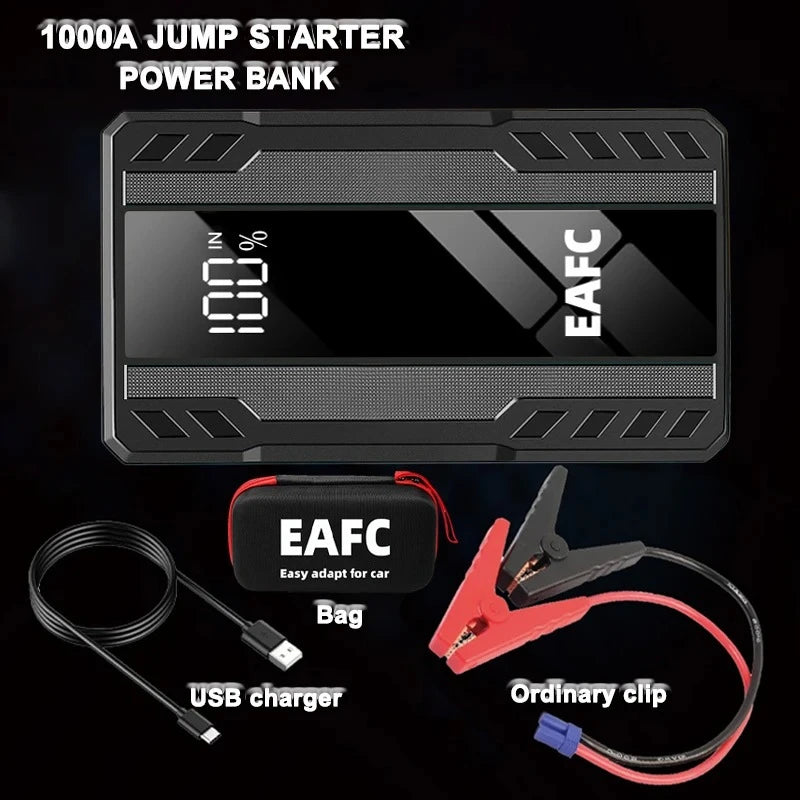 EAFC 1000A Car Jump StarterPower Bank 6400mAh Portable   Emergency Battery Booster Starting Charger SOS Flashlight  PowerBank