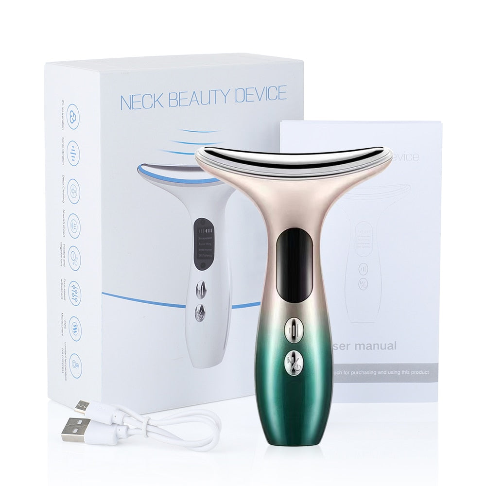 Heat EMS Face Neck Massager ION LED Photon Therapy Facial Lifting Beauty Devices Remove Double Chin Anti Wrinkle Skin Care Tools