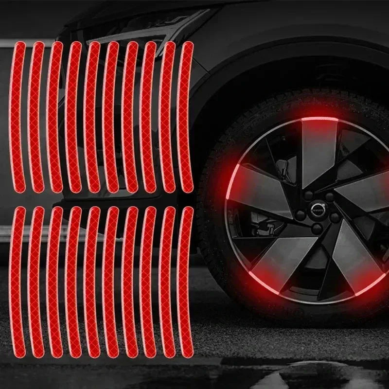 Car Wheel Hub Reflective Stripes Stickers – Night Safety Tire Rim Decals, Waterproof Warning Tape for Vehicle Decoration