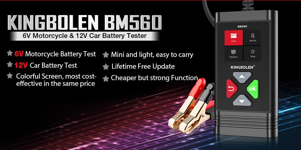 Kingbolen BM560 Car Battery Tester 6V 12V BM580 Battery Analyzer Cranking Test Charging Test Load Test BM550 PK KW650