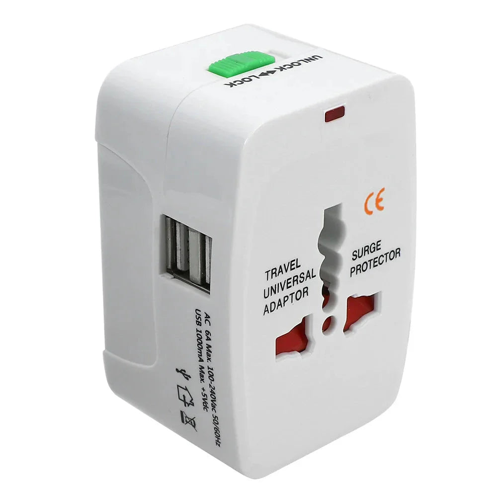 All-in-One International Plug Adapter – Universal Travel Power Converter with 2 USB & Type-C Ports (AU/US/UK/EU)