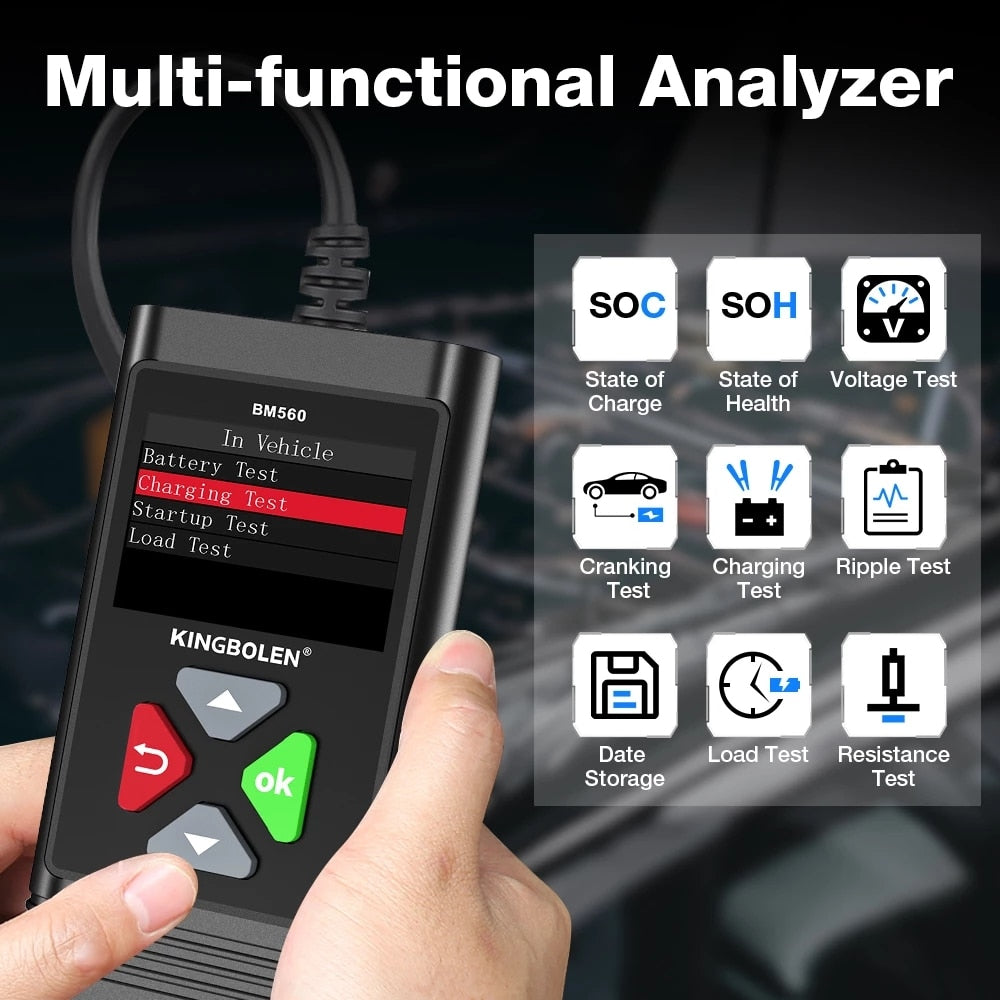 Kingbolen BM560 Car Battery Tester 6V 12V BM580 Battery Analyzer Cranking Test Charging Test Load Test BM550 PK KW650