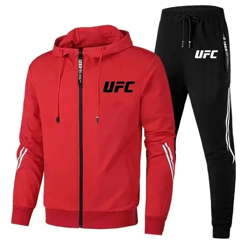 2026 new UFC collection of casual sportswear for men, featuring loose pants and an UFC-style jacket, suitable for outdoor cyclin
