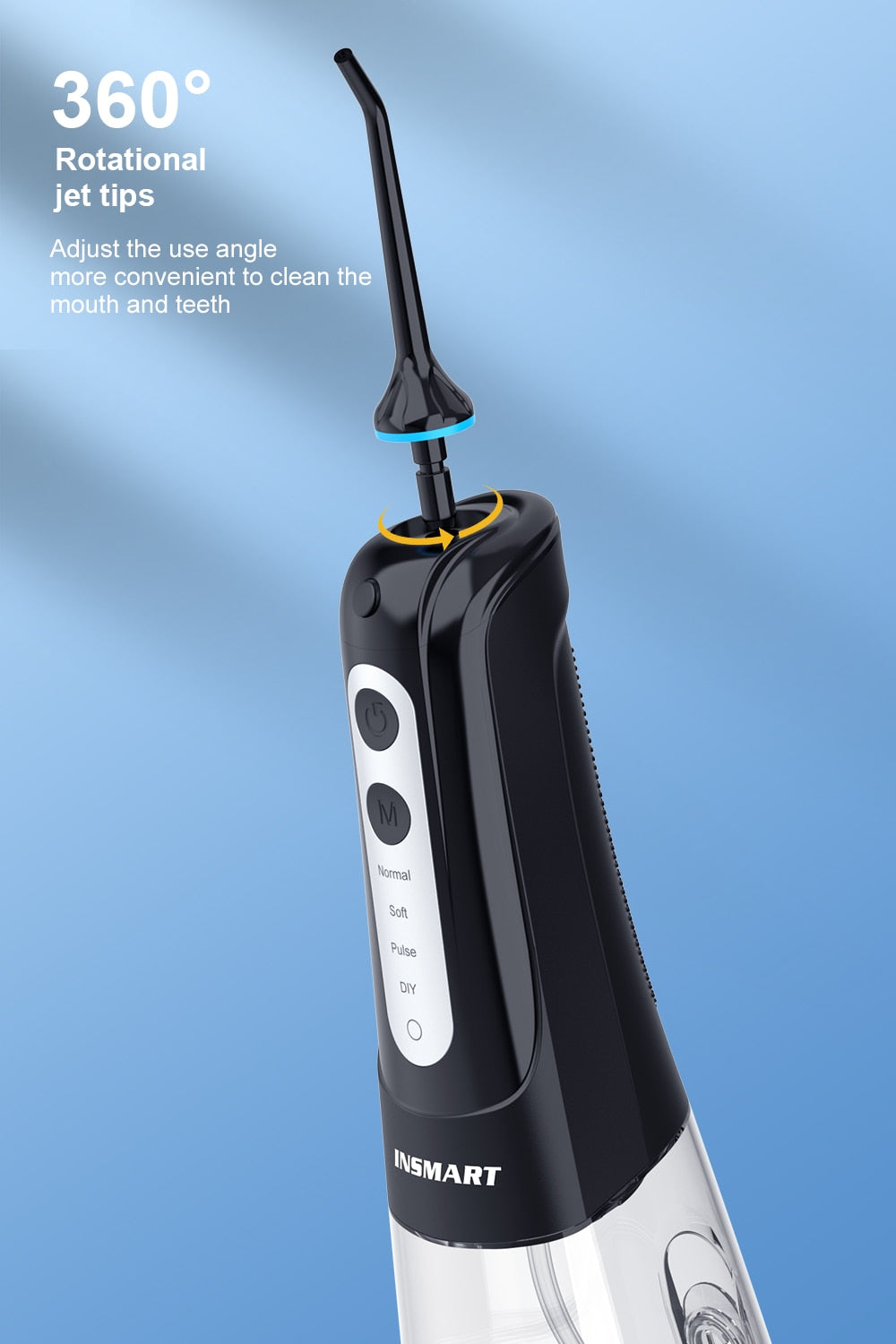 INSMART Oral Irrigator Dental Water Flosser Teeth Whitening Waterproof Portable Dental Water Jet Floss 300ML Teeth Cleaner