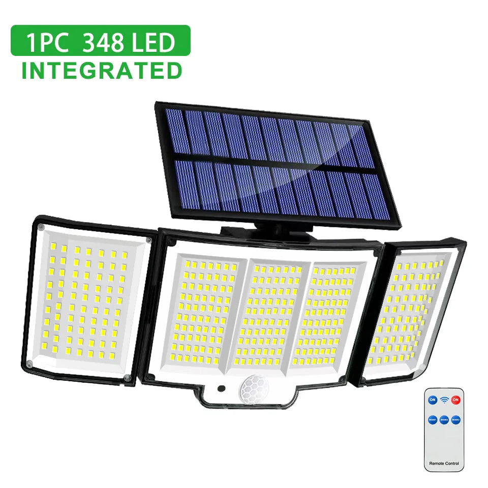 234/318/348 LED Solar Motion Sensor Light – Super Bright Outdoor Floodlight with 3 Modes, IP65 Waterproof, Remote Control & Wide-Angle Illumination
