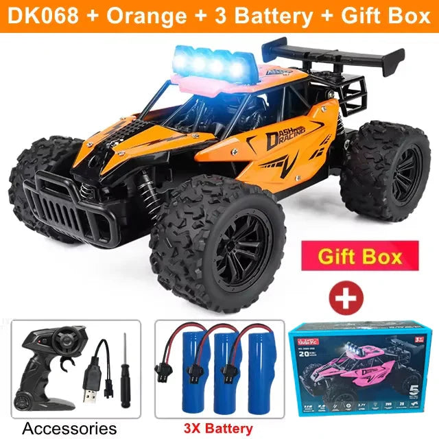 1:16 RC Drift Racing Car - High-Speed Off-Road Alloy Truck with LED Lights, 20KM/H, 2.4G Radio Control for Kids & Adults