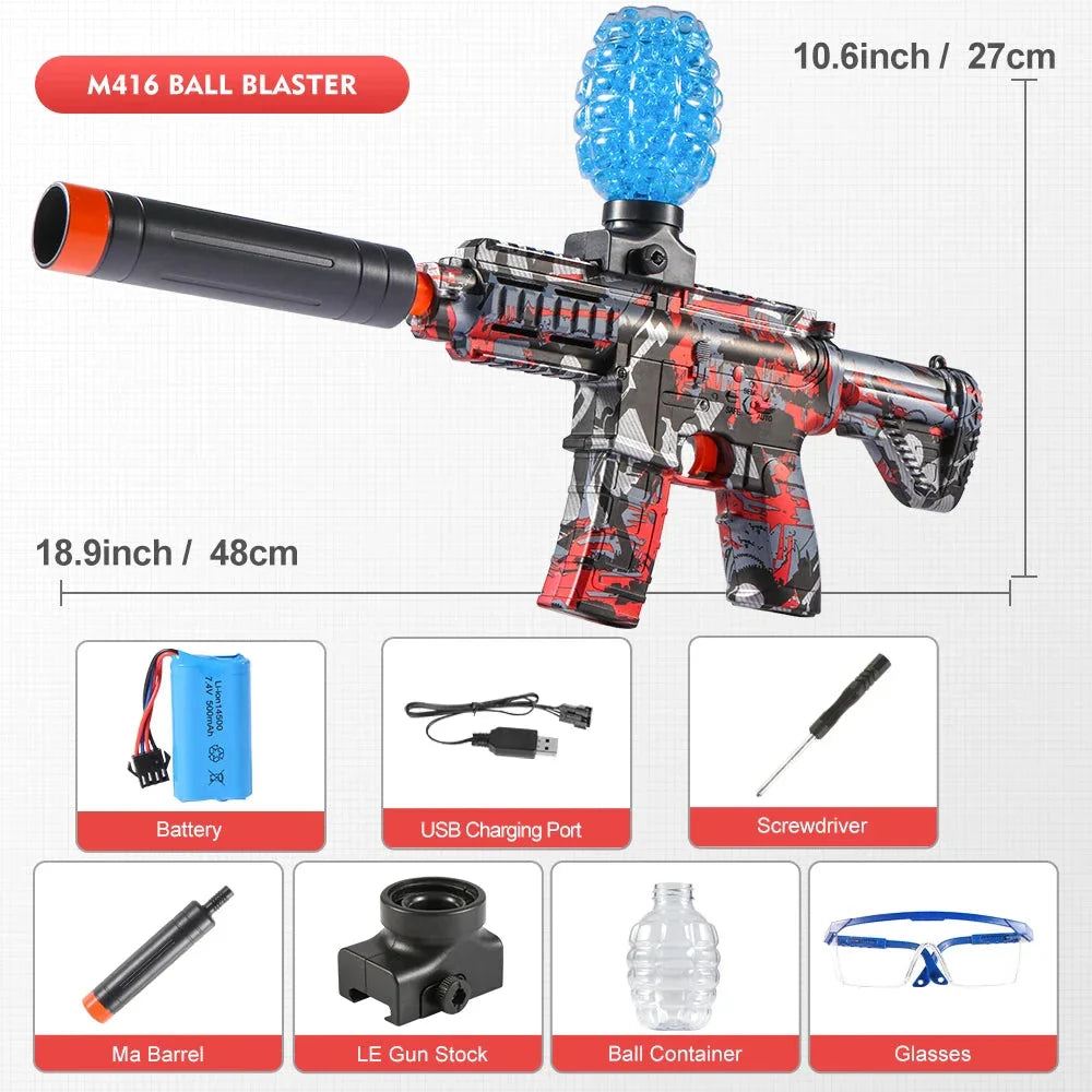 M416 Electric Ball Blaster Toy Gun – High-Speed Rechargeable Toy with Metallic Finish, Perfect Holiday Gift (Bullets Excluded)