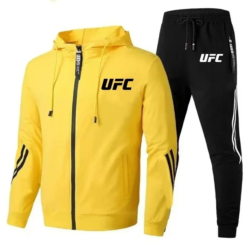 2026 new UFC collection of casual sportswear for men, featuring loose pants and an UFC-style jacket, suitable for outdoor cyclin