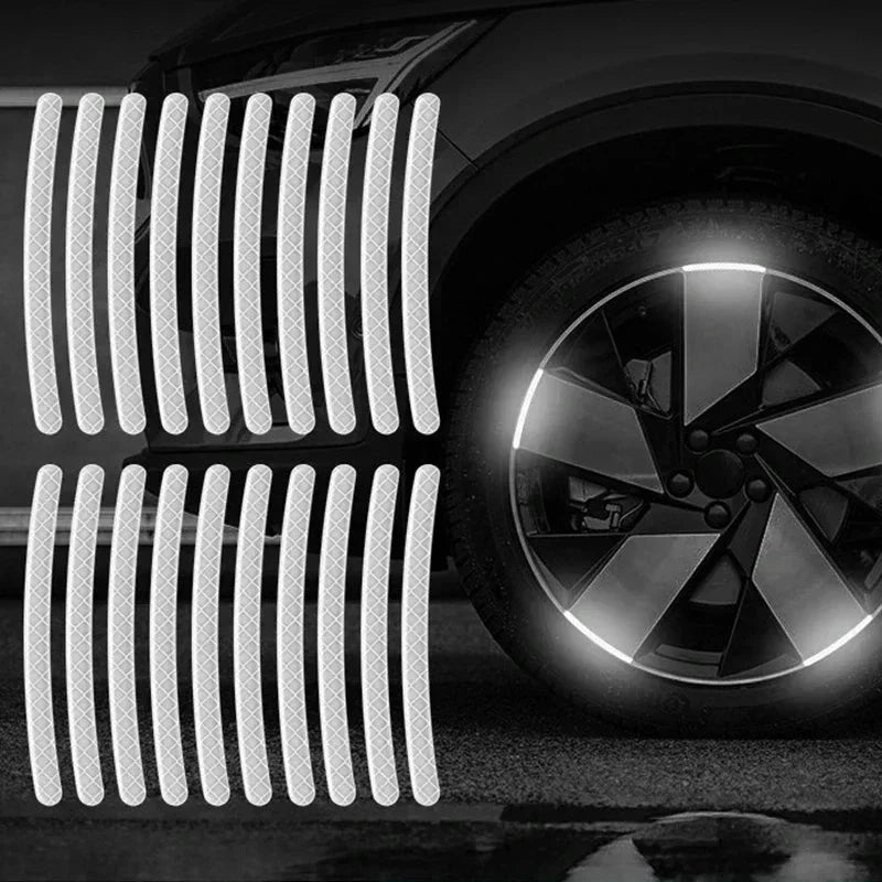 Car Wheel Hub Reflective Stripes Stickers – Night Safety Tire Rim Decals, Waterproof Warning Tape for Vehicle Decoration