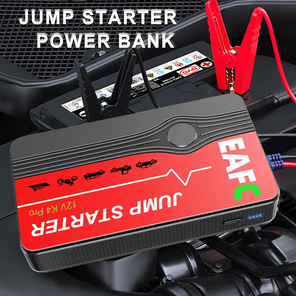 EAFC Smart Car Jump Starter 12V Portable Battery Booster 600A/2000A Power Bank LED Light Auto Battery Charger Dual USB Ports