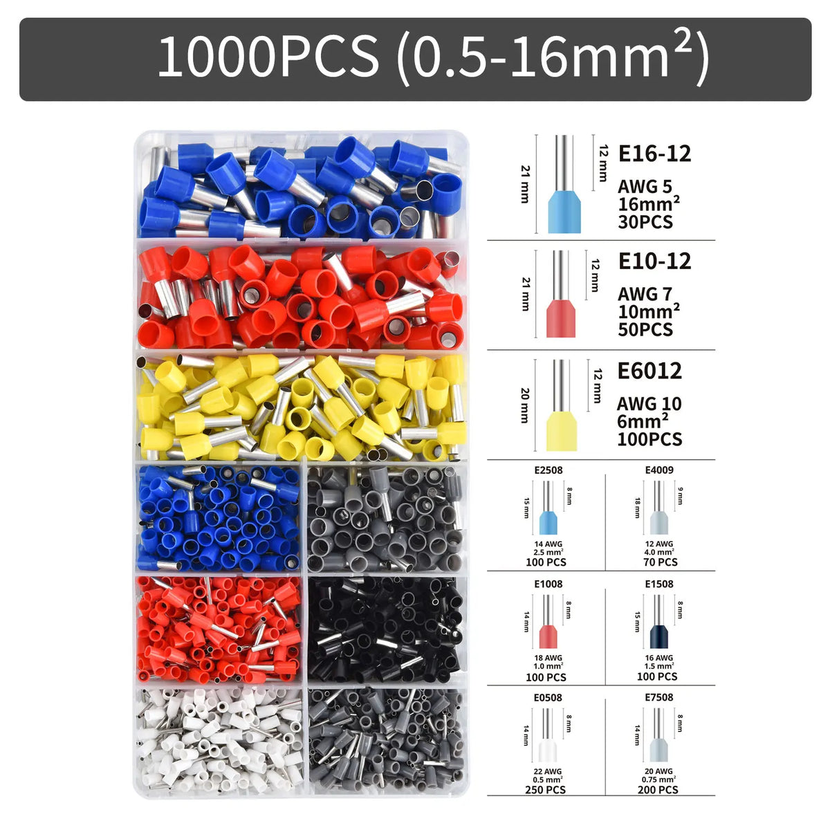 300-2000 pcs Durable Wire Connect Insulated Connector Crimp Terminator Cold Pressed Insulated Termina