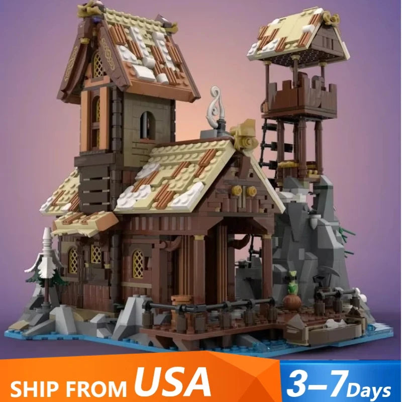 1837PCS MOC Medieval Street View Houses Building Blocks Set Retro Village Model Desktop Decoration DIY Toys Gift For Kids Adults