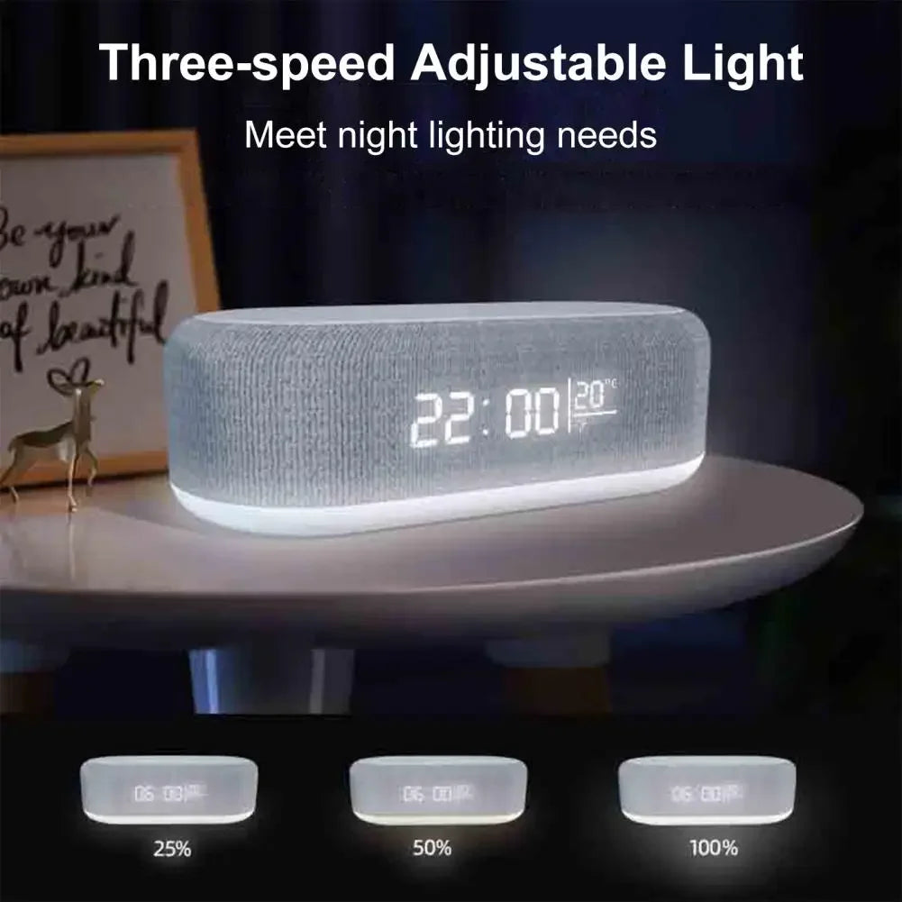4 In 1 Desk Digital Clock Night Light Alarm Clock Wireless Charging Clok For Table Bedroom Office LED Display Wake-up Feature